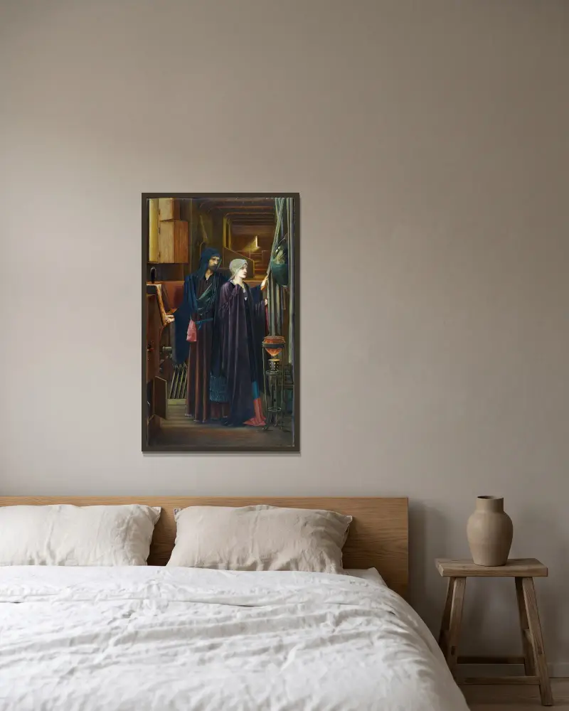 The Wizard av Sir Edward Coley Burne-Jones inramad på en vägg