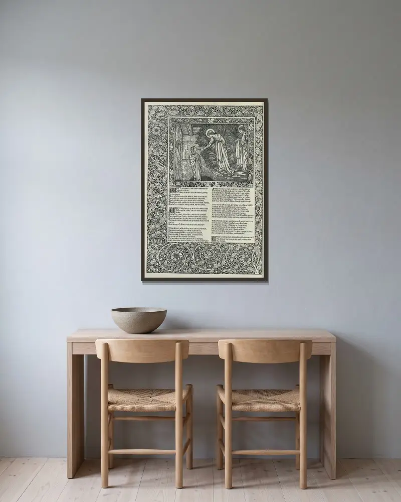 Dílo Geoffreyho Chaucera, obr. 11, Sir Edward Coley Burne-Jones v rámu na stěně