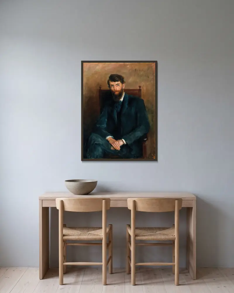 Portrait of AE (George W. Russell) (1867-1935), Poet av John Butler Yeats inramad på en vägg