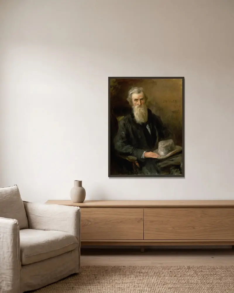 Porträtt av John O'Leary (1830–1907), nationalist och journalist av John Butler Yeats inramad på en vägg
