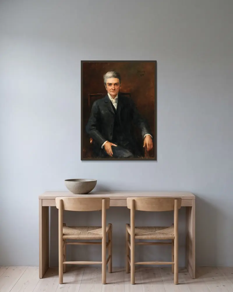 Porträtt av Standish James O’Grady (1832–1915), författare av John Butler Yeats inramad på en vägg