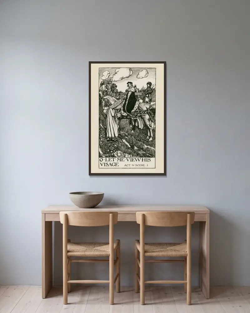 Kung Henrik VI, del 2; O låt mig se hans anlete, akt V scen I av Byam Shaw inramad på en vägg