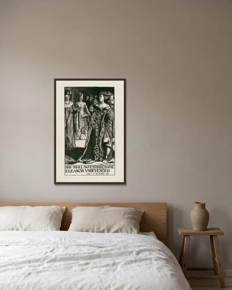 König Heinrich VI., Teil 2; Sie soll Dame Eleanor nicht ungerächt schlagen, Akt I, Szene III von Byam Shaw gerahmt an einer Wand