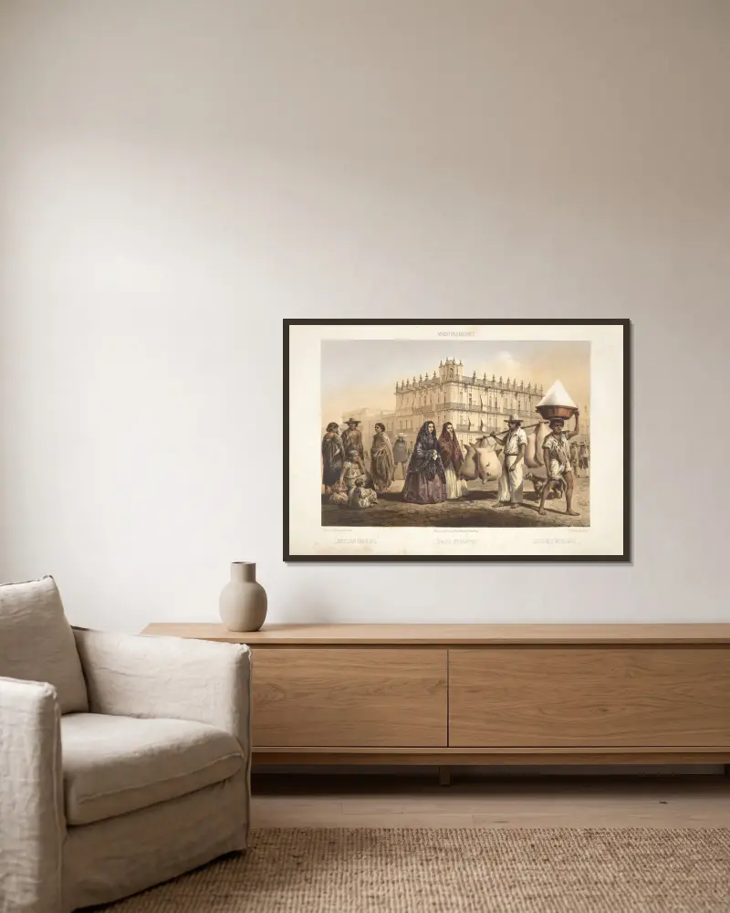 Mexikanische Trachten, 1869 – Nr. 5 von C. Castro gerahmt an einer Wand