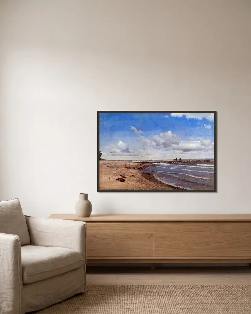 Strand bei Hellebæk von P. C. Skovgaard gerahmt an einer Wand