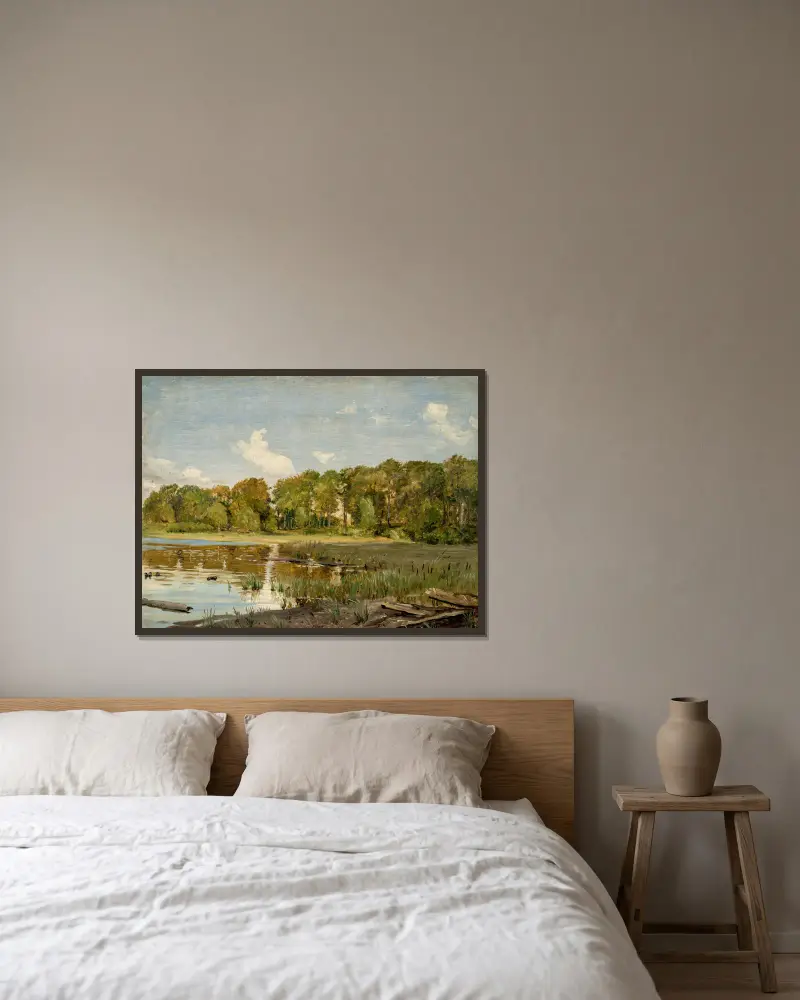 Am Gurre-See, Seeland von P. C. Skovgaard gerahmt an einer Wand