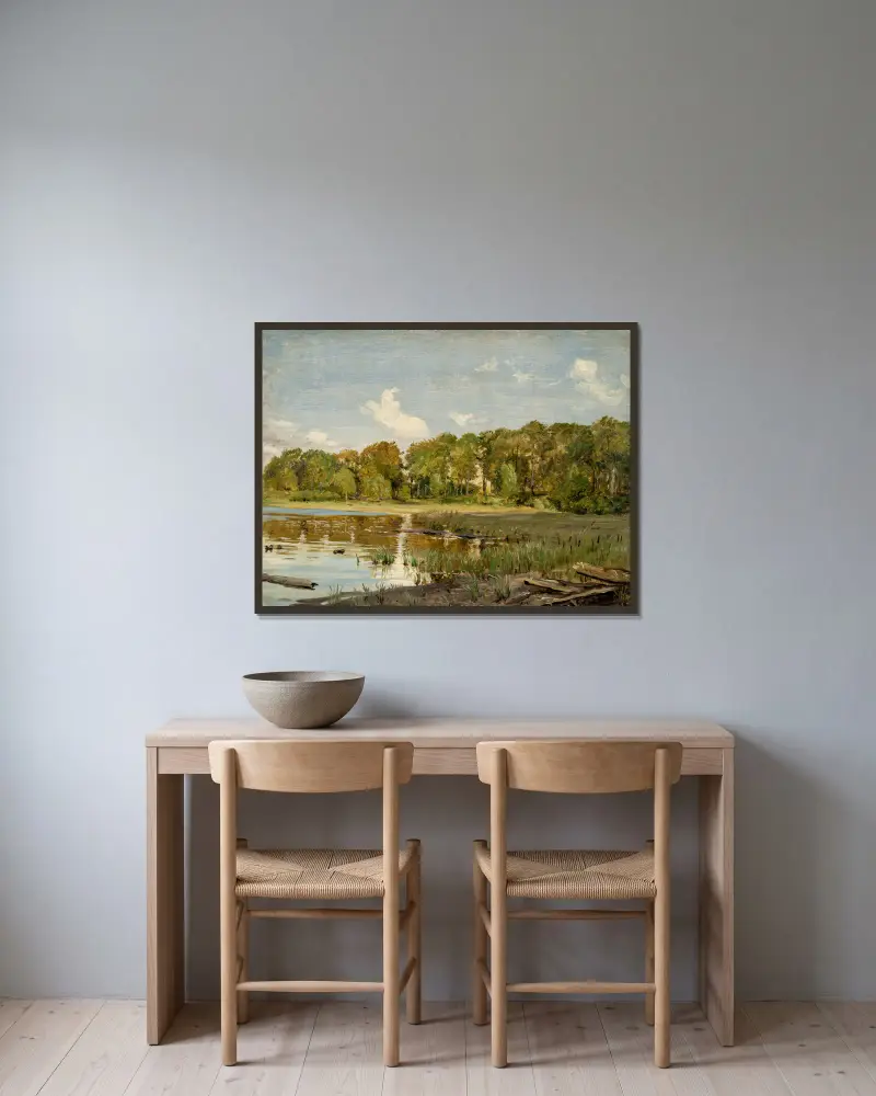 Am Gurre-See, Seeland von P. C. Skovgaard gerahmt an einer Wand