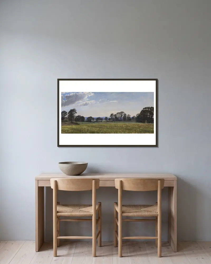 Die Wiesen bei Dortheaslyst von P. C. Skovgaard gerahmt an einer Wand