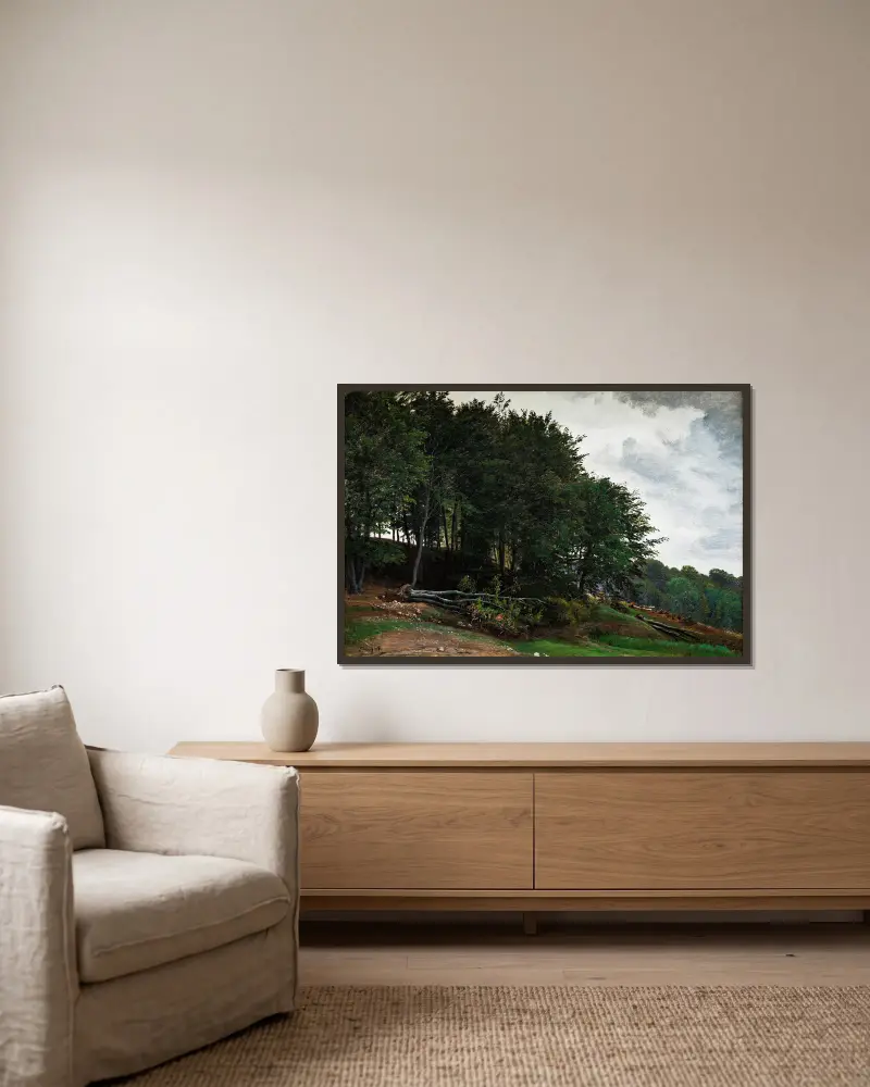 Bewaldete Hügel von P. C. Skovgaard gerahmt an einer Wand