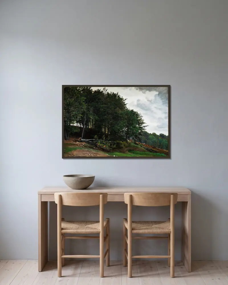 Bewaldete Hügel von P. C. Skovgaard gerahmt an einer Wand