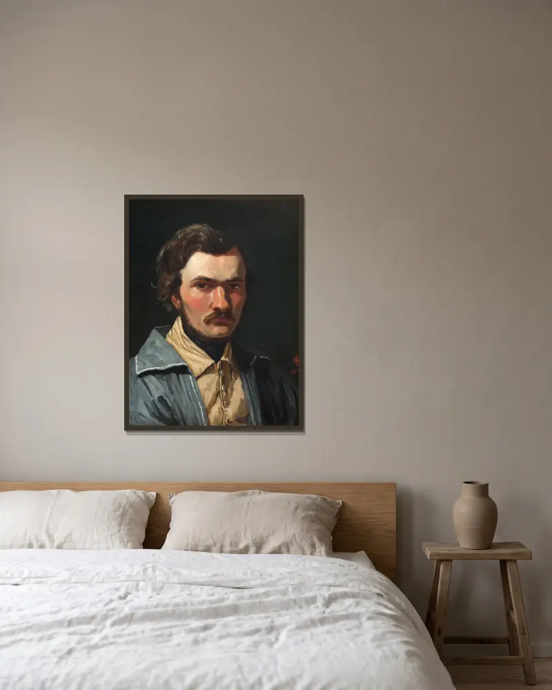 Portret malarza J. Th. Lundbye, P. C. Skovgaard w ramie na ścianie