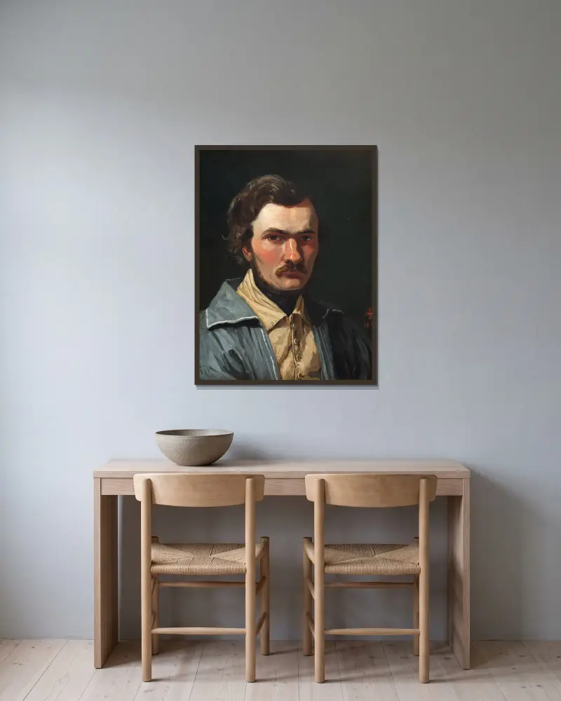 Portret malarza J. Th. Lundbye, P. C. Skovgaard w ramie na ścianie