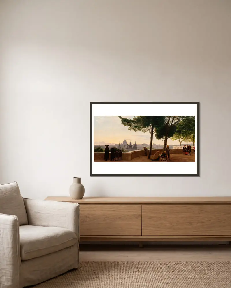 Blick vom Monte Pincio in Rom von P. C. Skovgaard gerahmt an einer Wand