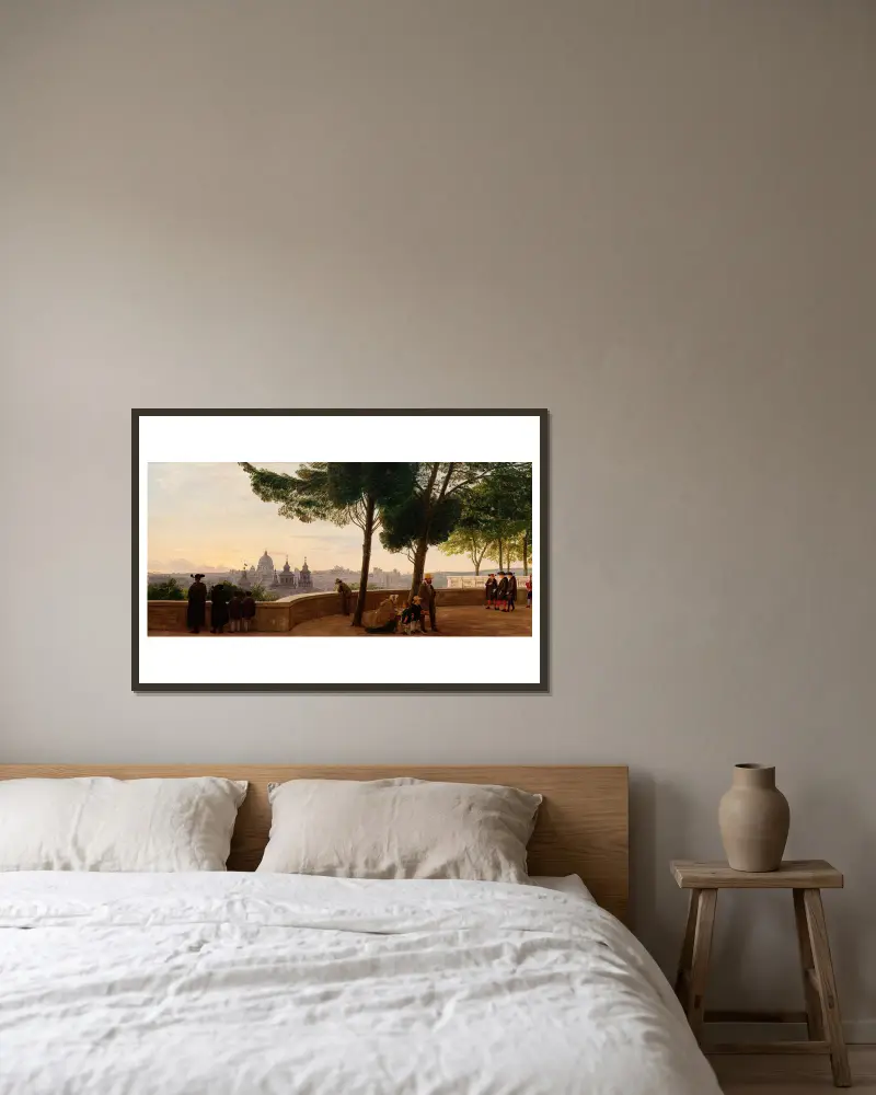 Blick vom Monte Pincio in Rom von P. C. Skovgaard gerahmt an einer Wand