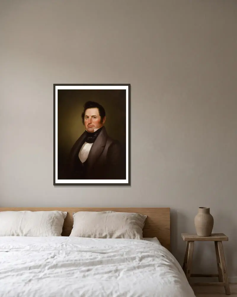 General Richard Gentry av George Caleb Bingham inramad på en vägg