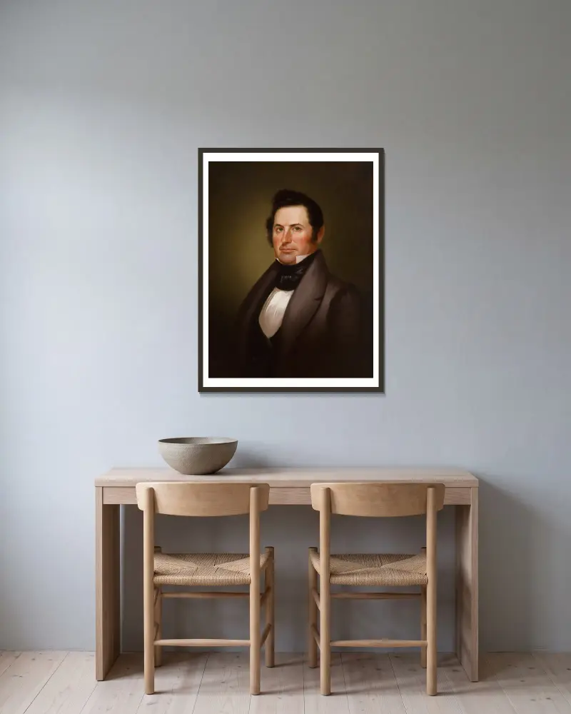 General Richard Gentry av George Caleb Bingham inramad på en vägg