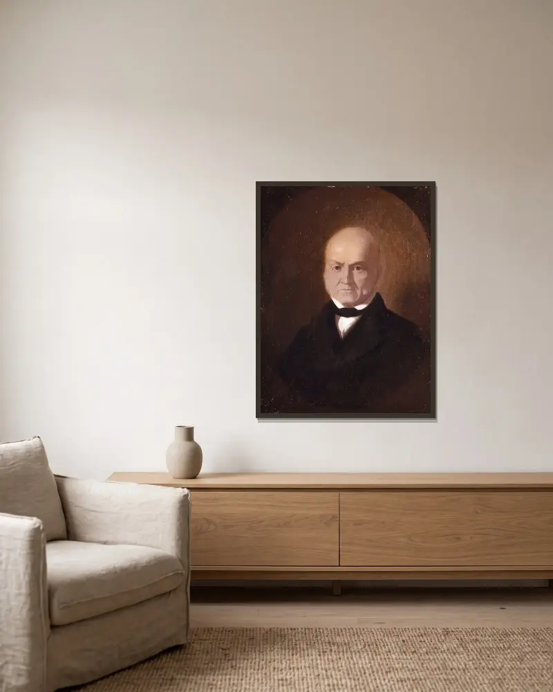 John Quincy Adams, 1850 av George Caleb Bingham inramad på en vägg