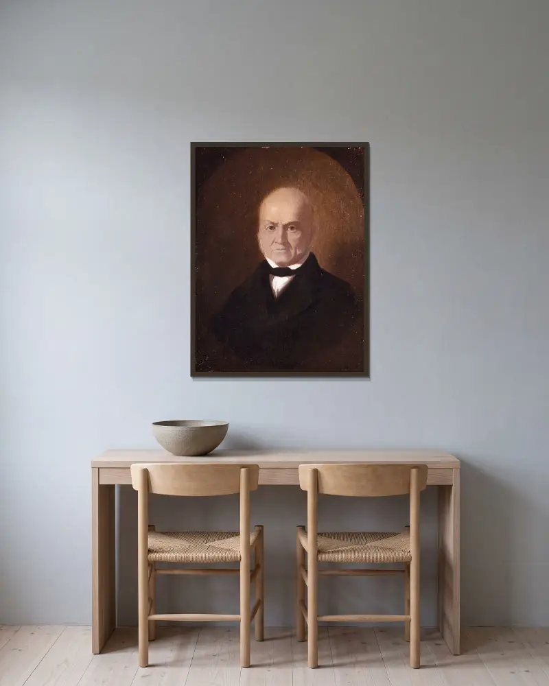John Quincy Adams, 1850 av George Caleb Bingham inramad på en vägg