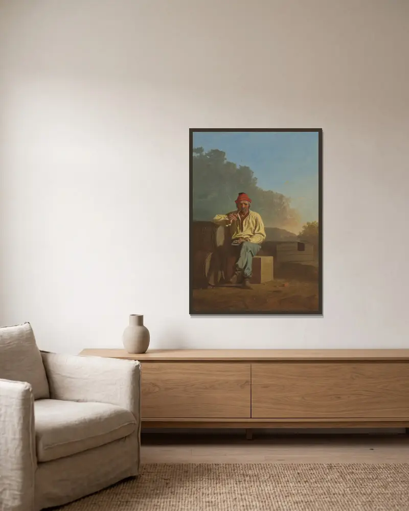 Mississippi Boatman av George Caleb Bingham inramad på en vägg