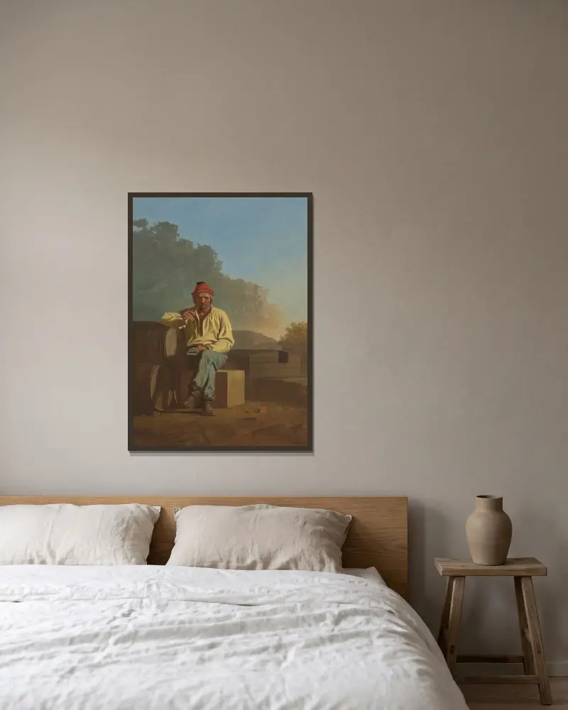 Mississippi Boatman av George Caleb Bingham inramad på en vägg