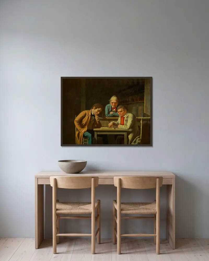 Hráči dámy, George Caleb Bingham v rámu na stěně