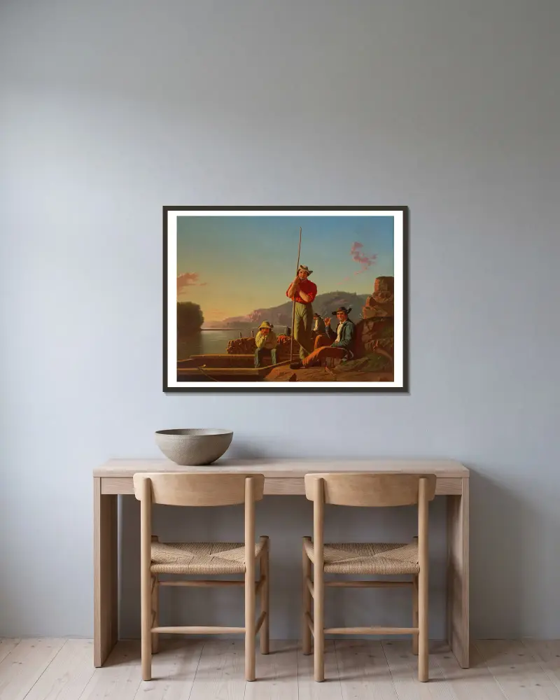 Das Holzschiff von George Caleb Bingham gerahmt an einer Wand