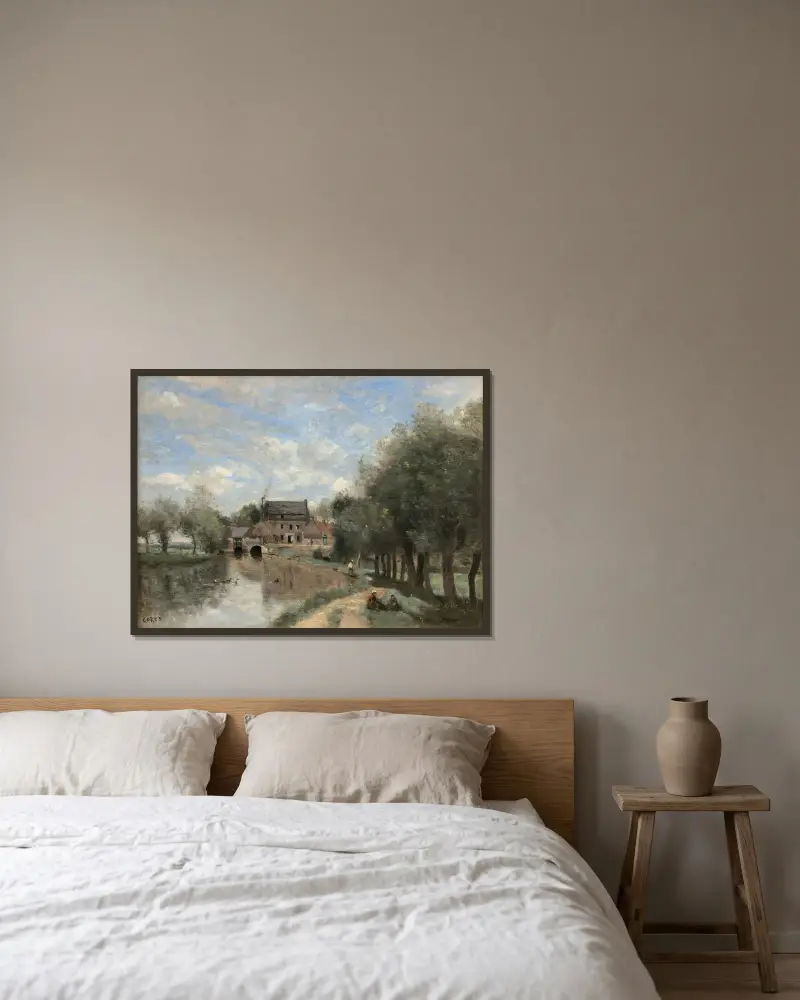 Arleux-du-Nord; Młyn Drocourt nad Sensée, Jean-Baptiste-Camille Corot w ramie na ścianie