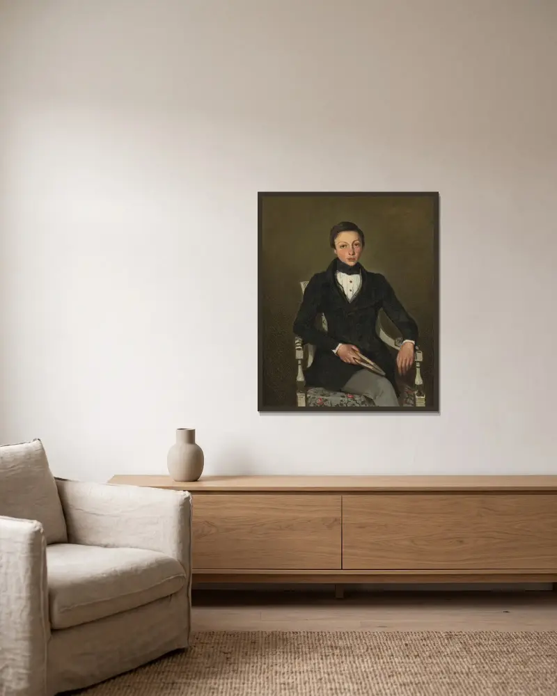 Camille Sennegon, der Neffe des Künstlers von Jean-Baptiste-Camille Corot gerahmt an einer Wand