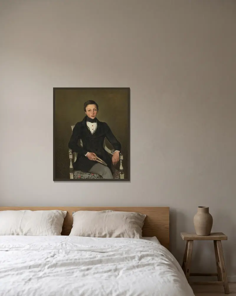 Camille Sennegon, der Neffe des Künstlers von Jean-Baptiste-Camille Corot gerahmt an einer Wand
