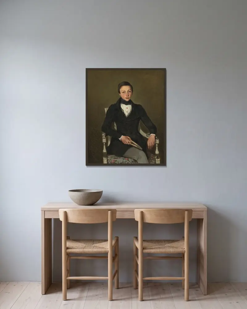 Camille Sennegon, der Neffe des Künstlers von Jean-Baptiste-Camille Corot gerahmt an einer Wand