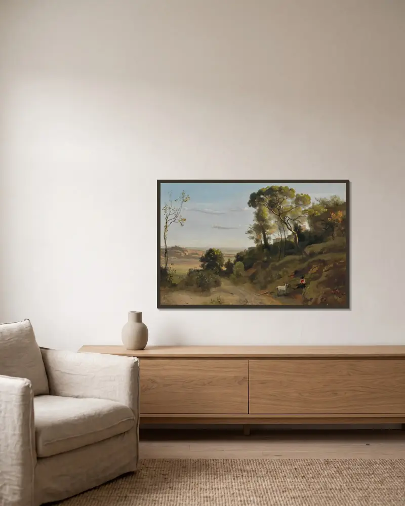 Kampagne bei Neapel von Jean-Baptiste-Camille Corot gerahmt an einer Wand