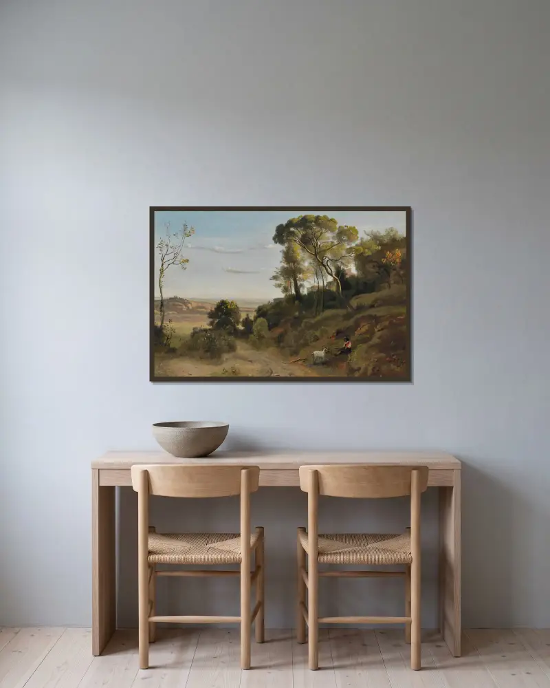 Kampagne bei Neapel von Jean-Baptiste-Camille Corot gerahmt an einer Wand