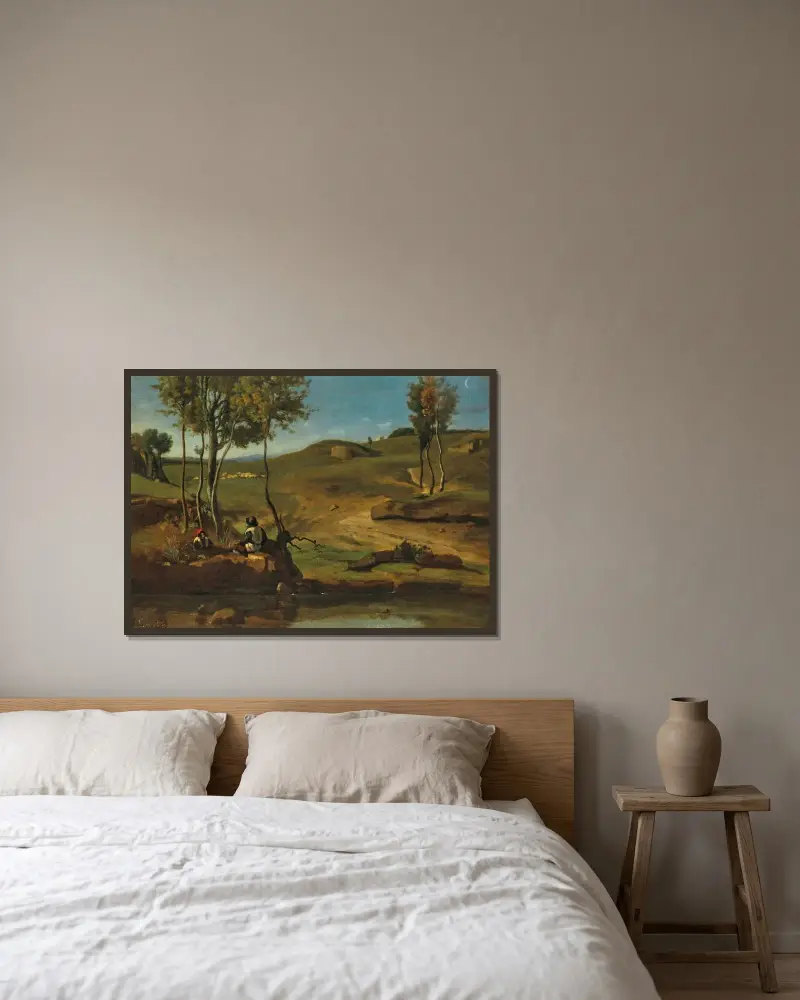 Campagne Italienne av Jean-Baptiste-Camille Corot inramad på en vägg