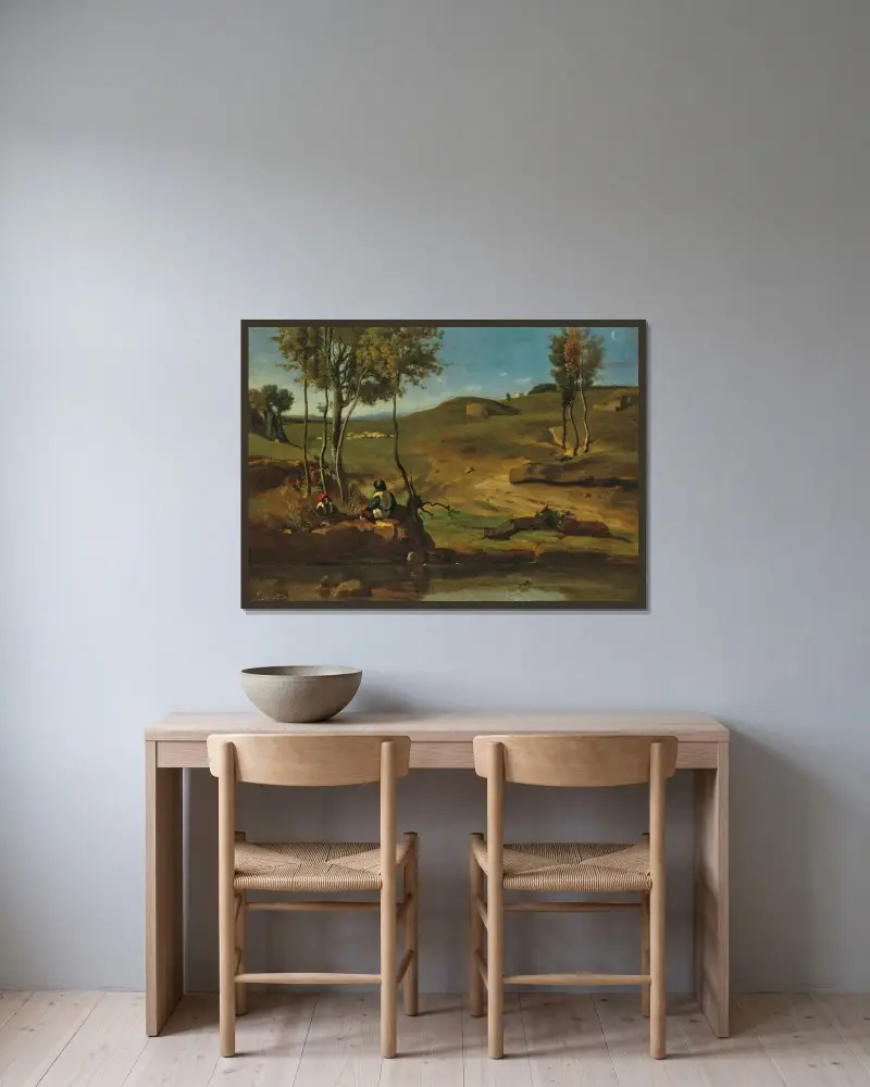 Campagne Italienne av Jean-Baptiste-Camille Corot inramad på en vägg