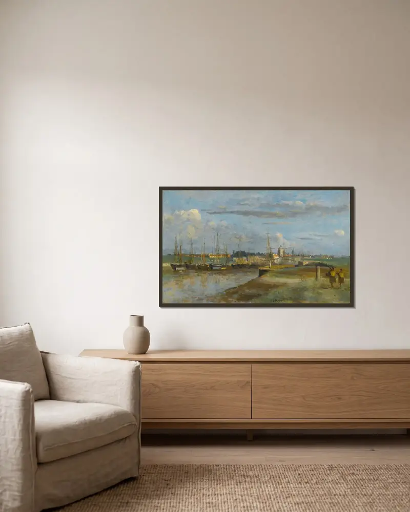Dunkerque; zadní přístav, Jean-Baptiste-Camille Corot v rámu na stěně