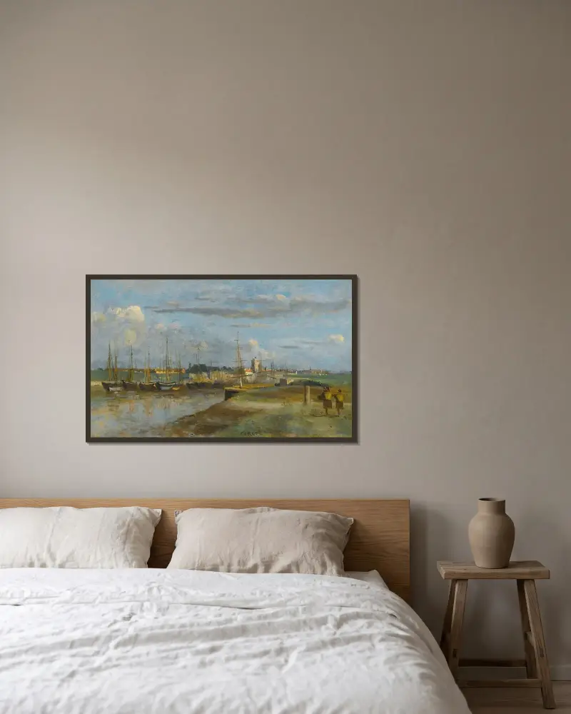 Dunkerque; zadní přístav, Jean-Baptiste-Camille Corot v rámu na stěně