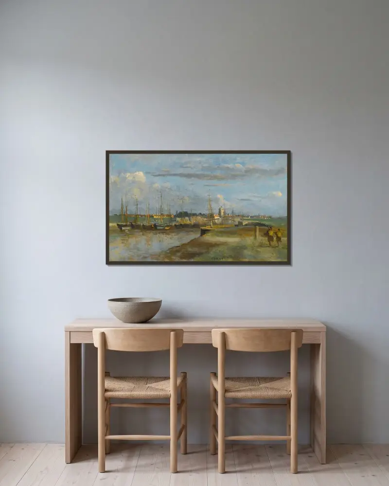 Dunkerque; zadní přístav, Jean-Baptiste-Camille Corot v rámu na stěně