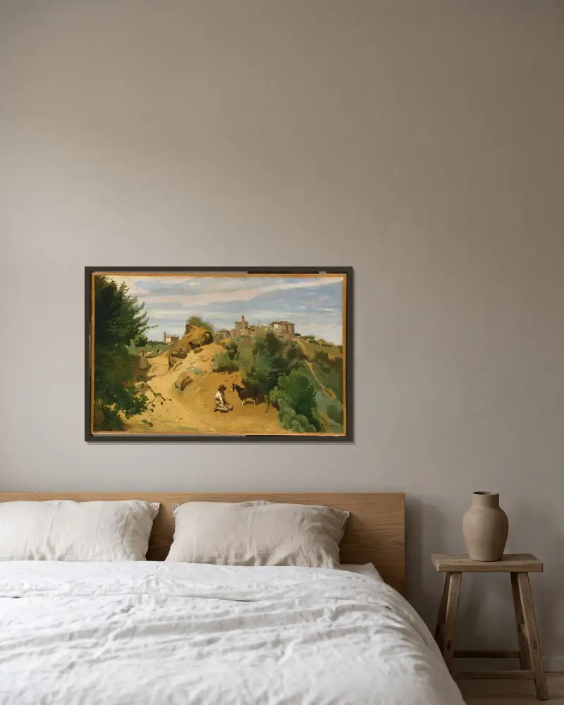 Genzano av Jean-Baptiste-Camille Corot inramad på en vägg