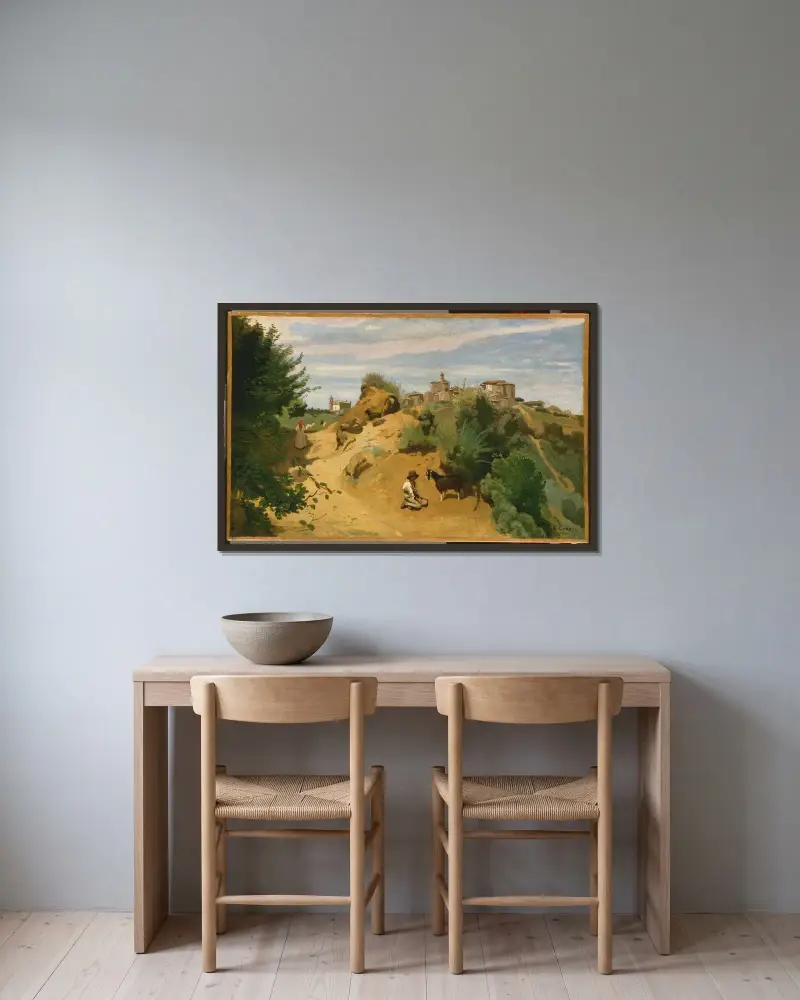 Genzano av Jean-Baptiste-Camille Corot inramad på en vägg