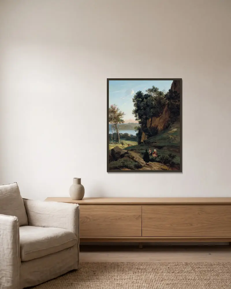 Italiens D’Albano av Jean-Baptiste-Camille Corot inramad på en vägg