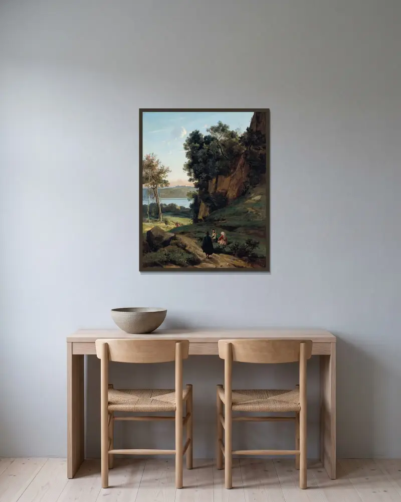 Italiens D’Albano av Jean-Baptiste-Camille Corot inramad på en vägg