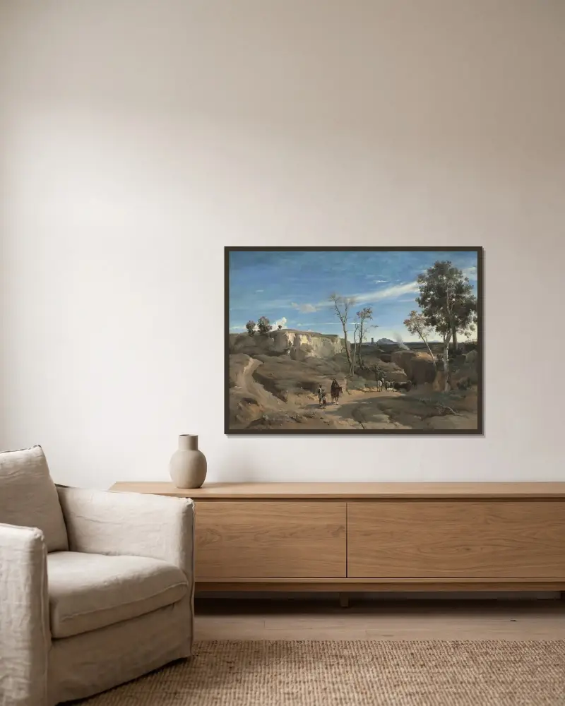 La Cervara, the Roman Campagna av Jean-Baptiste-Camille Corot inramad på en vägg