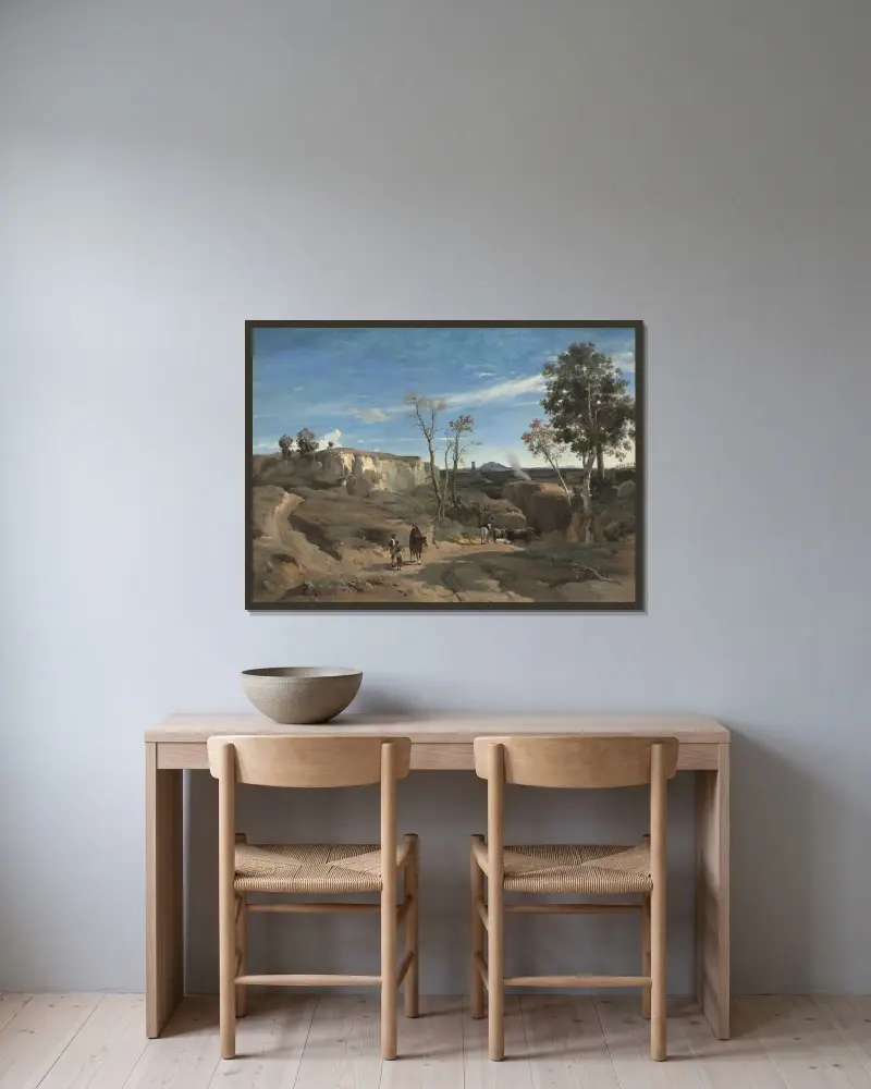 La Cervara, the Roman Campagna av Jean-Baptiste-Camille Corot inramad på en vägg