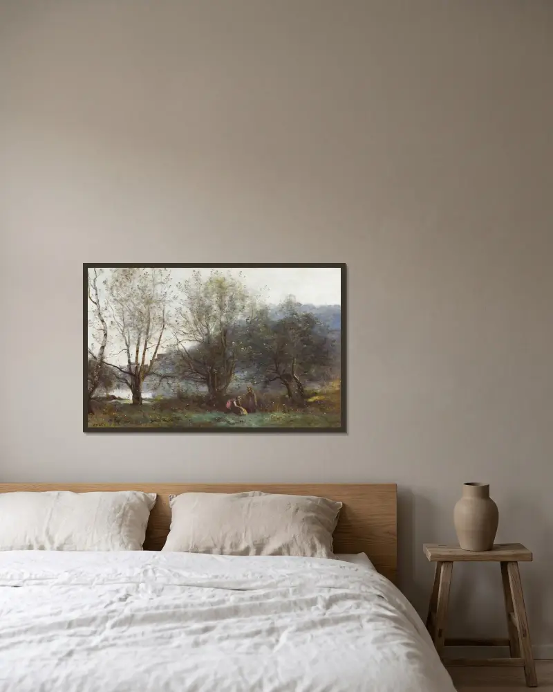 Les Étangs De Ville D’avray av Jean-Baptiste-Camille Corot inramad på en vägg