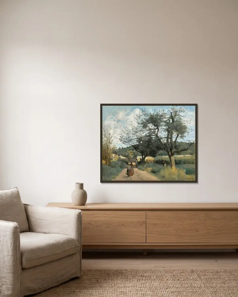 Marcoussis, droga przez pola, Jean-Baptiste-Camille Corot w ramie na ścianie