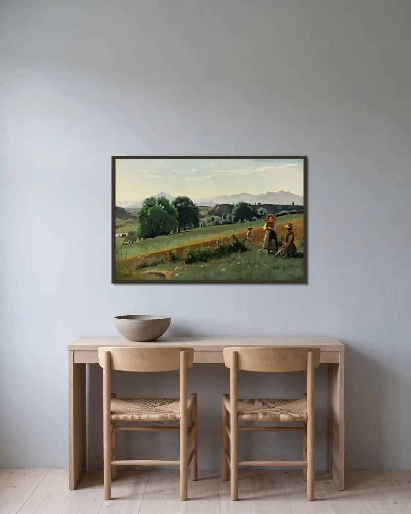 Mornex (Haute-Savoie) – im Hintergrund der Le Môle von Jean-Baptiste-Camille Corot gerahmt an einer Wand