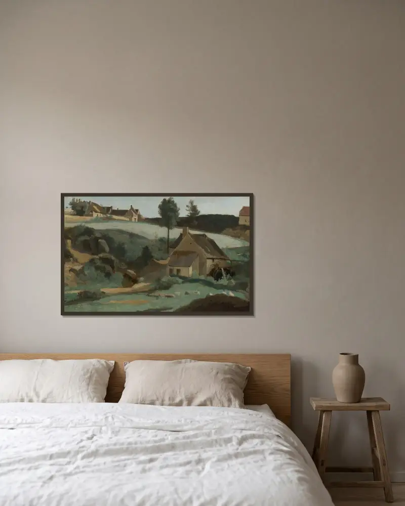 Morvan, Petit Moulin av Jean-Baptiste-Camille Corot inramad på en vägg