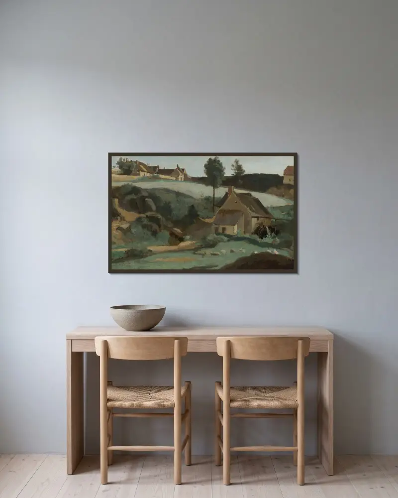 Morvan, Petit Moulin av Jean-Baptiste-Camille Corot inramad på en vägg