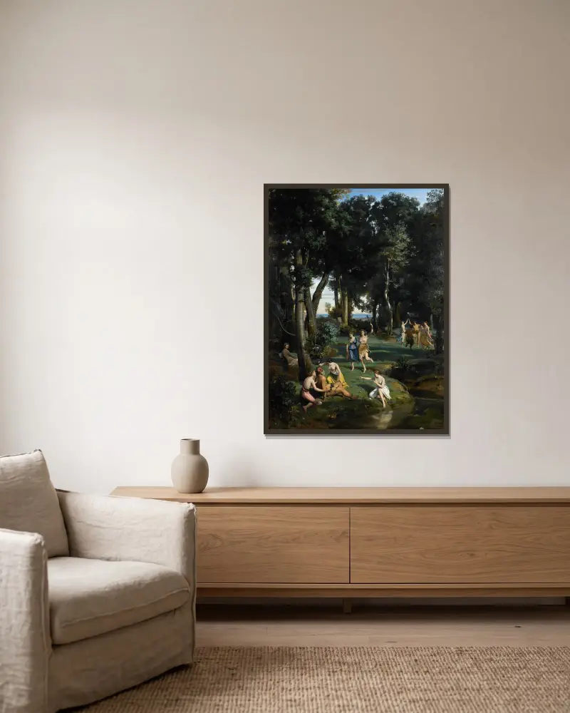 Silenus av Jean-Baptiste-Camille Corot inramad på en vägg