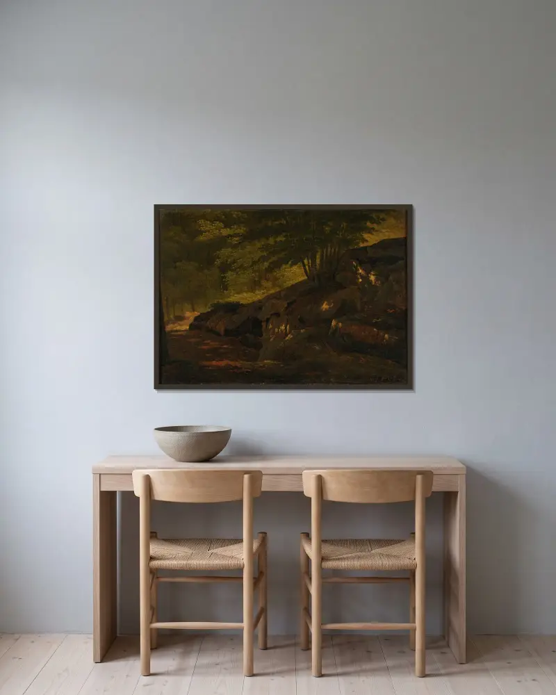 Waldinneres – Nr. 1 von Jean-Baptiste-Camille Corot gerahmt an einer Wand
